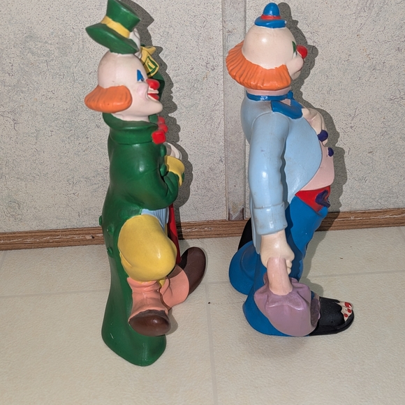 Vintage 60s Set of 2 Atlantic Mold Ceramic Circus Creepy Clown Figurines - Picture 5 of 11